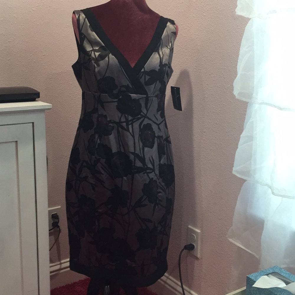 Silver black purple floral dress